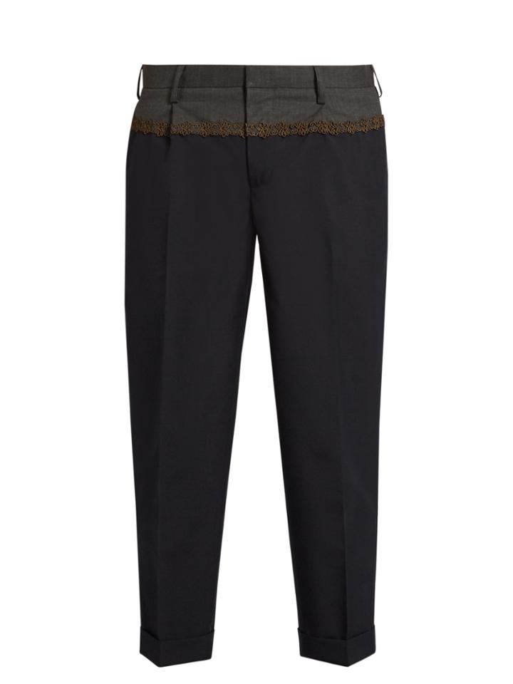 Kolor Slim-fit Bi-colour Cropped Trousers