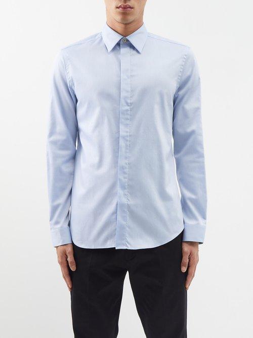 Paul Smith - Concealed-placket Cotton-twill Shirt - Mens - Blue