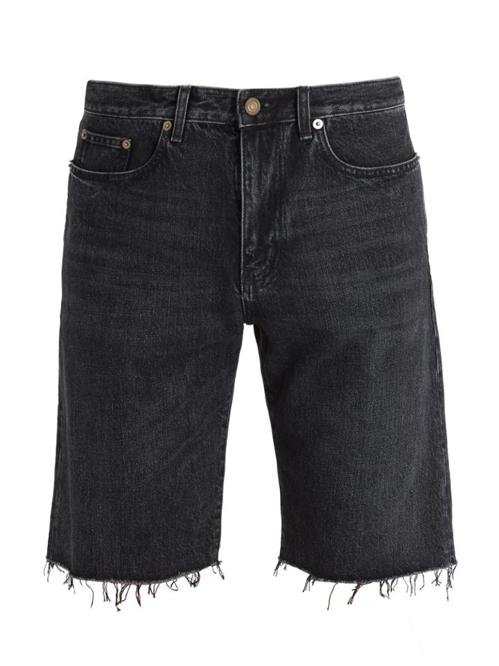 Saint Laurent Frayed-hem Straight-leg Denim Shorts