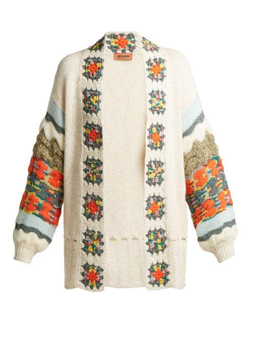 Matchesfashion.com Missoni - Crochet Trimmed Cardigan - Womens - Cream Multi