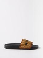 Marni - Logo Cotton-blend Raffia Slides - Mens - Black Beige