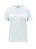Ladies Rtw Balmain - Logo-print Cotton-jersey T-shirt - Womens - Blue