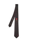 Matchesfashion.com Alexander Mcqueen - Rose Embroidered Skull Tie - Mens - Black Red