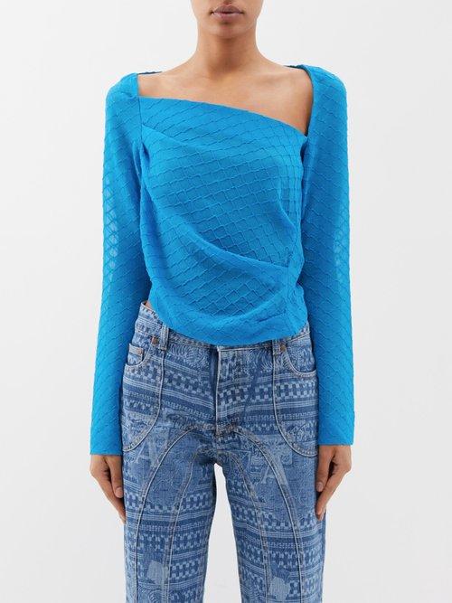 Ahluwalia - Lilah Asymmetric Crepe Top - Womens - Bright Blue
