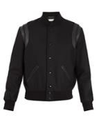 Saint Laurent Leather-trimmed Wool Bomber Jacket
