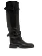 Matchesfashion.com Ann Demeulemeester - Buckled Knee High Leather Boots - Womens - Black