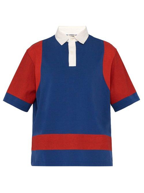 Matchesfashion.com Phipps - Contrast Panel Cotton Polo Shirt - Mens - Blue