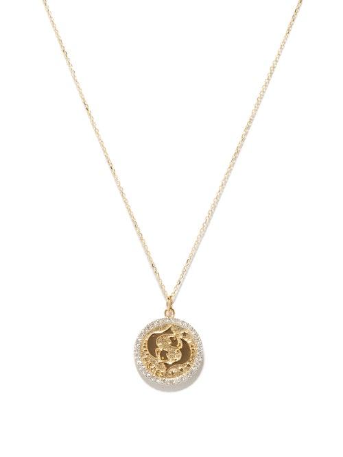 Matchesfashion.com Mateo - Pisces Large Diamond & 14kt Gold Zodiac Necklace - Womens - Yellow Gold