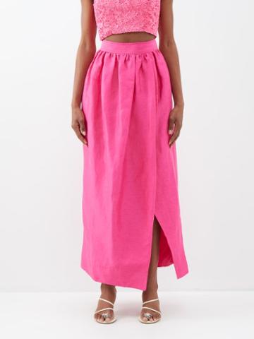 Aje - Mirabelle Voluminous Linen-blend Maxi Skirt - Womens - Pink