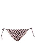 Versace - Greca-print Tie-side Jersey Bikini Briefs - Womens - Pink Black