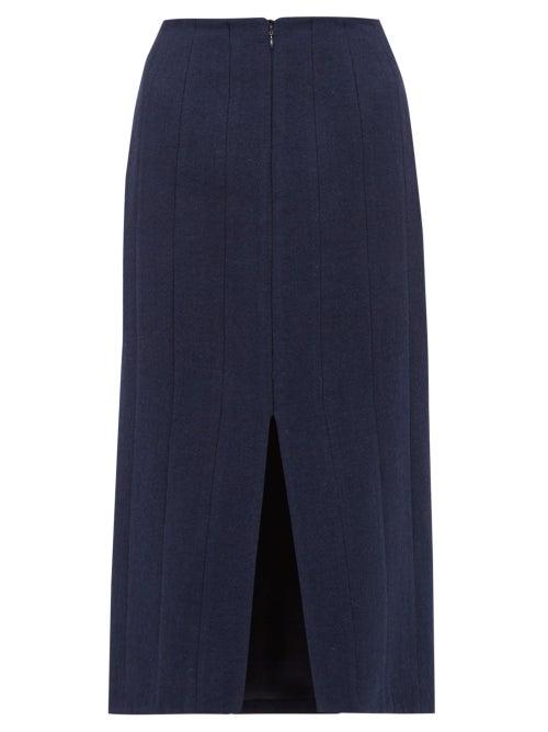 Matchesfashion.com Brock Collection - Pietrasole Wool Blend Midi Skirt - Womens - Navy
