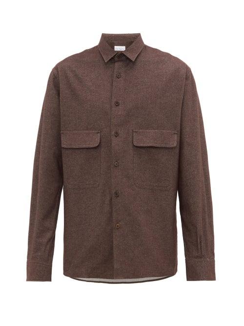 Matchesfashion.com Raey - Chest Pocket Brushed Cotton Twill Shirt - Mens - Brown