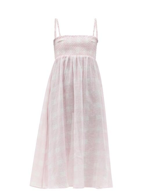 Matchesfashion.com Solid & Striped - The Willow Smocked Cotton-blend Dress - Womens - Pink