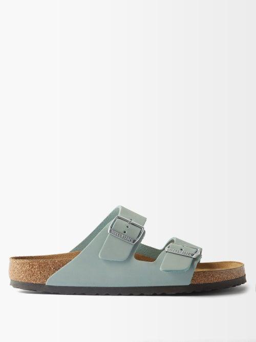 Birkenstock - Arizona Nubuck-leather Slides - Womens - Light Blue