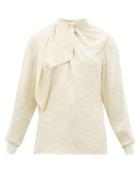 Matchesfashion.com Chlo - Floral Jacquard Tie Neck Blouse - Womens - White Multi