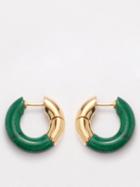 Bottega Veneta - Malachite & 18kt Gold-plated Hoop Earrings - Womens - Green Gold