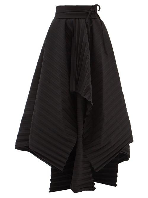 A.w.a.k.e. Mode - Asymmetric Pleated Maxi Skirt - Womens - Black