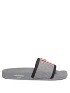 Mens Shoes Thom Browne - Tricolour-stripe Wool-twill And Rubber Slides - Mens - Grey
