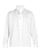 Burberry Tie-neck Herringbone Cotton Shirt