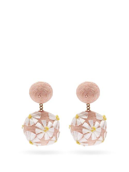 Matchesfashion.com Rebecca De Ravenel - Forget Me Not Cord Clip On Earrings - Womens - Pink