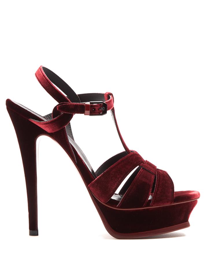 Saint Laurent Tribute Velvet Platform Sandals
