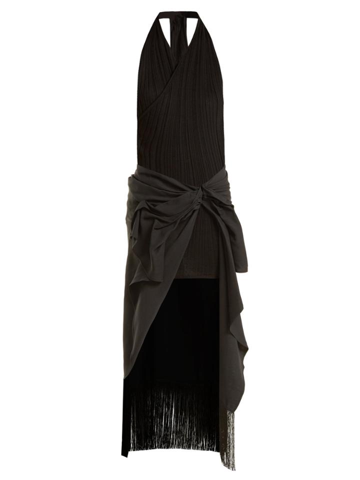 Jacquemus Draped Asymmetric Stretch-knit And Crepe Dress