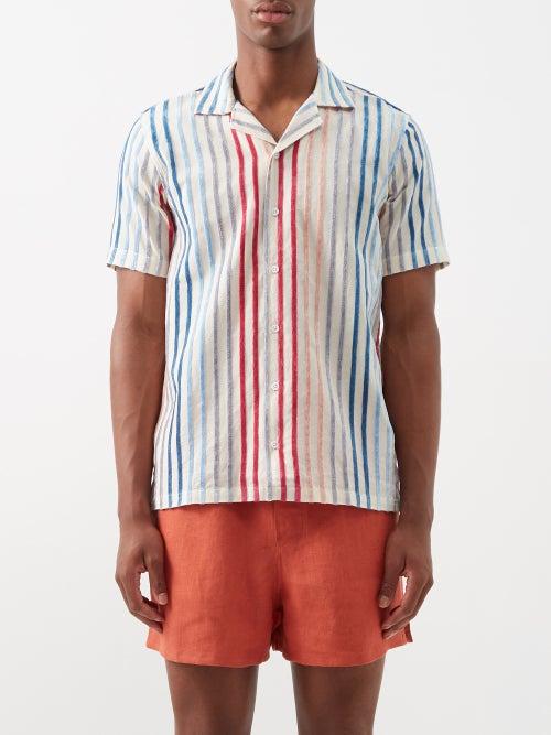 Orlebar Brown - Hibbert Chenille-striped Cotton-voile Shirt - Mens - Multi