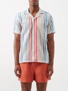Orlebar Brown - Hibbert Chenille-striped Cotton-voile Shirt - Mens - Multi