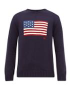 Matchesfashion.com Polo Ralph Lauren - Flag Intarsia Cotton Sweater - Mens - Navy