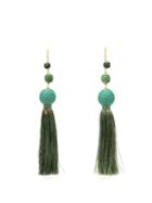 Matchesfashion.com Rosantica By Michela Panero - Colonia Bead Embellished Tassel Earrings - Womens - Green