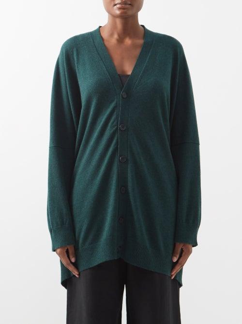 Eskandar - Longline Cashmere Cardigan - Womens - Dark Green