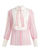 Matchesfashion.com Edeltrud Hofmann - Jolly Striped Silk Crpe De Chine Blouse - Womens - Pink White