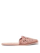Ladies Shoes Carlotha Ray - Floral-embroidered Satin Slippers - Womens - Pink