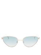 Matchesfashion.com Cartier Eyewear - Premire Cat Eye Metal Sunglasses - Womens - Blue Silver