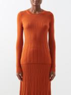 Joseph - Ribbed-knit Merino Sweater - Womens - Orange