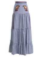 Stella Jean Tiered Striped Maxi Skirt