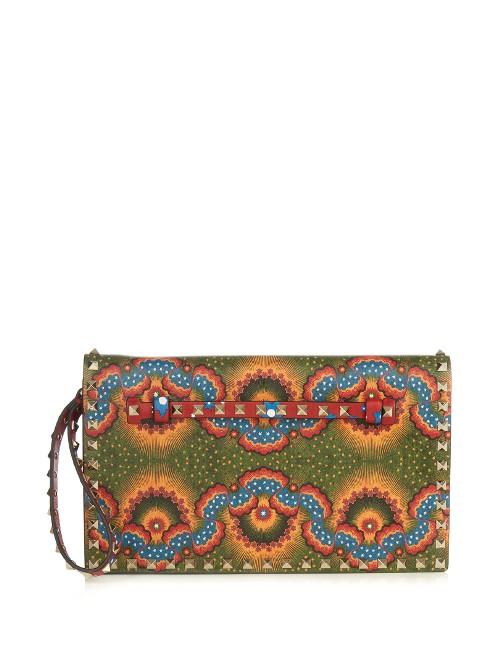 Valentino Rockstud Enchanted Leather Clutch