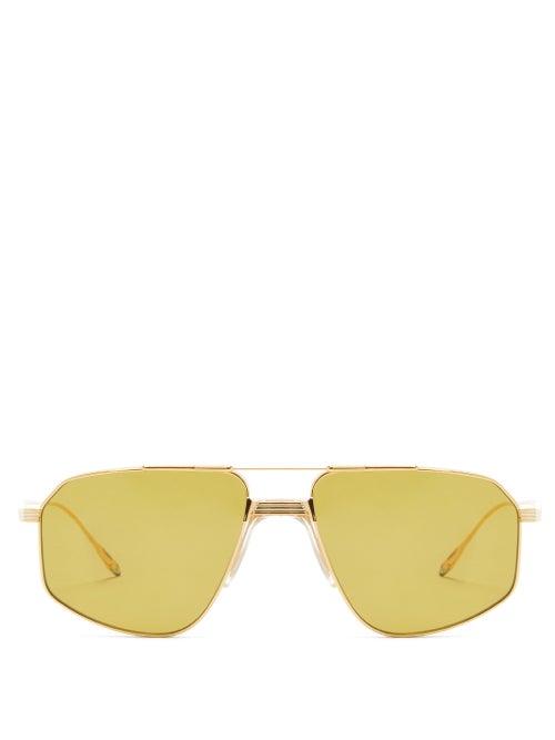 Matchesfashion.com Jacques Marie Mage - Jagger Aviator Titanium Sunglasses - Womens - Gold