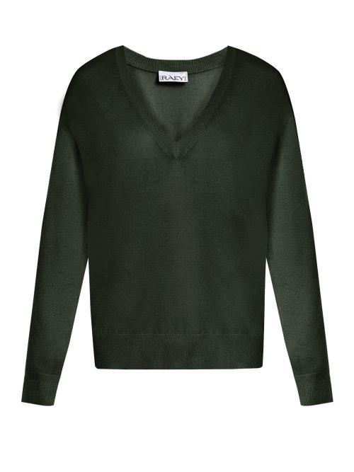 Matchesfashion.com Raey - V Neck Fine Knit Cashmere Sweater - Womens - Dark Green
