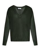 Matchesfashion.com Raey - V Neck Fine Knit Cashmere Sweater - Womens - Dark Green