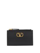 Valentino Garavani - V-logo Grained-leather Cardholder - Womens - Black