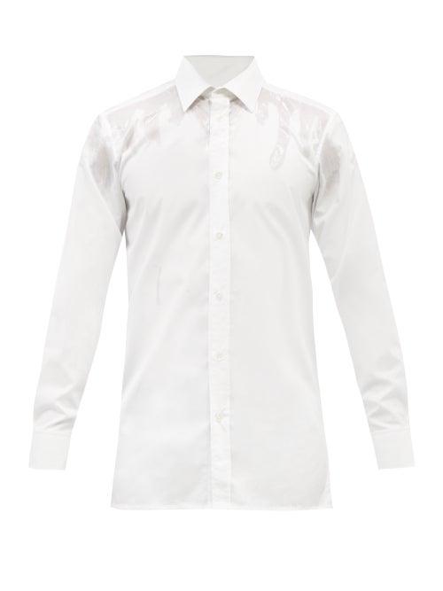 Maison Margiela - Faded Paint-print Cotton-poplin Shirt - Mens - White