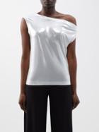 Norma Kamali - Asymmetric Lam Top - Womens - Silver White