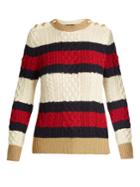 Gucci Striped Cable-knit Wool Sweater