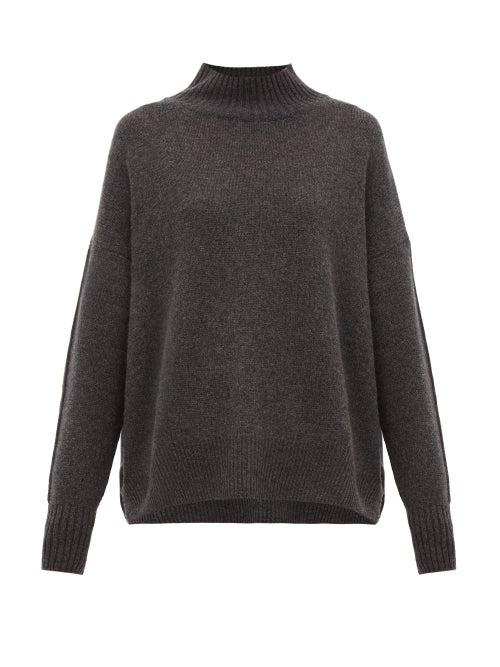 Matchesfashion.com Allude - High Neck Cashmere Sweater - Womens - Dark Grey