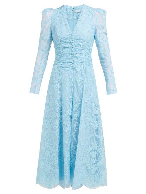 Matchesfashion.com Erdem - Annalee Cotton Blend Chantilly Lace Gown - Womens - Blue