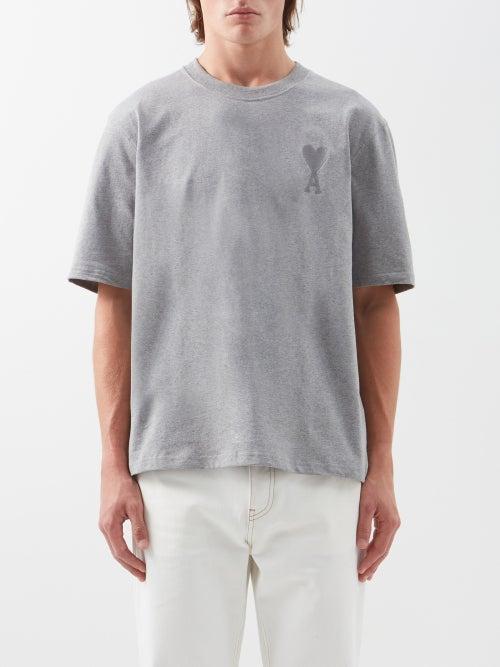 Ami - Ami De Caur Organic-cotton Jersey T-shirt - Mens - Grey