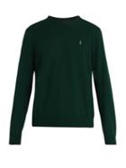 Matchesfashion.com Polo Ralph Lauren - Logo Embroidered Wool Sweater - Mens - Green