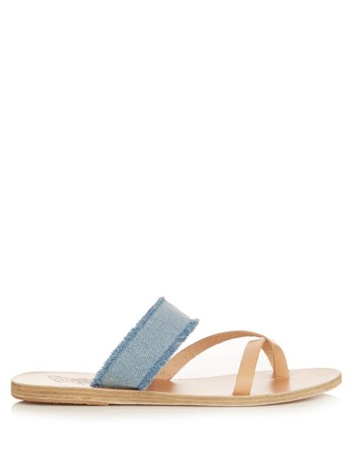 Ancient Greek Sandals Daphnae Denim And Leather Sandals