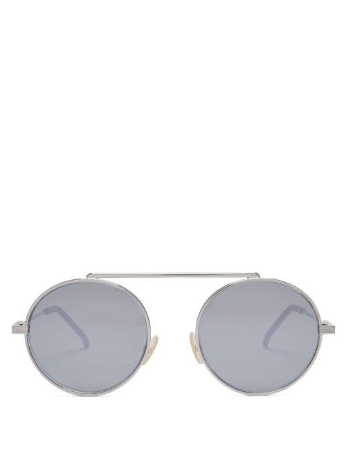 Matchesfashion.com Fendi - Everyday Round Metal Sunglasses - Mens - Silver